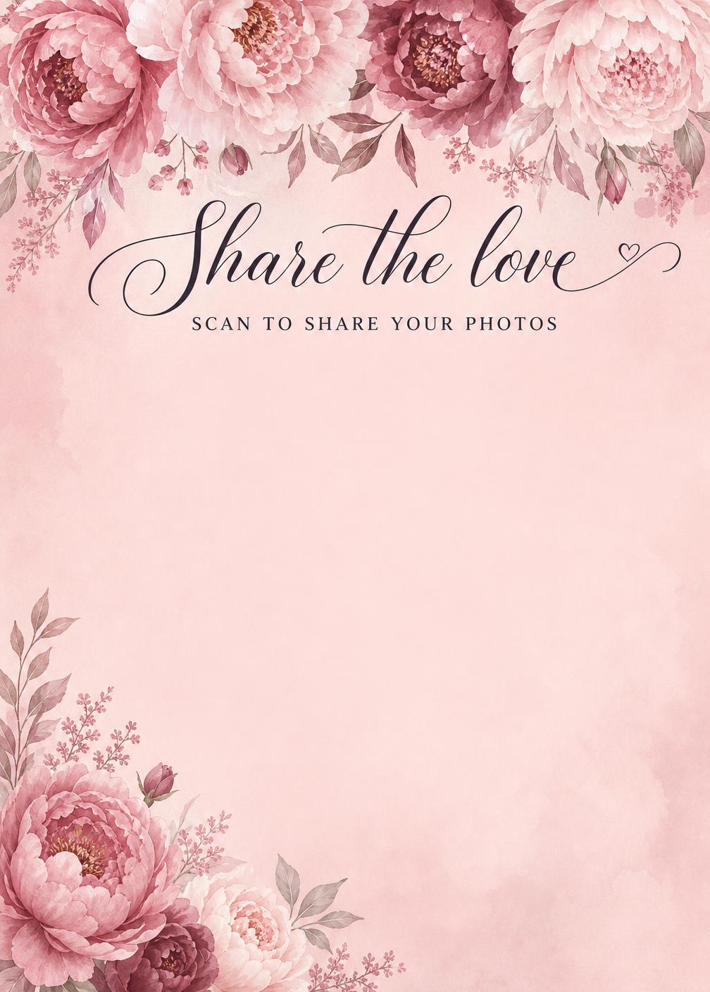 Blush Romance wedding QR sign template