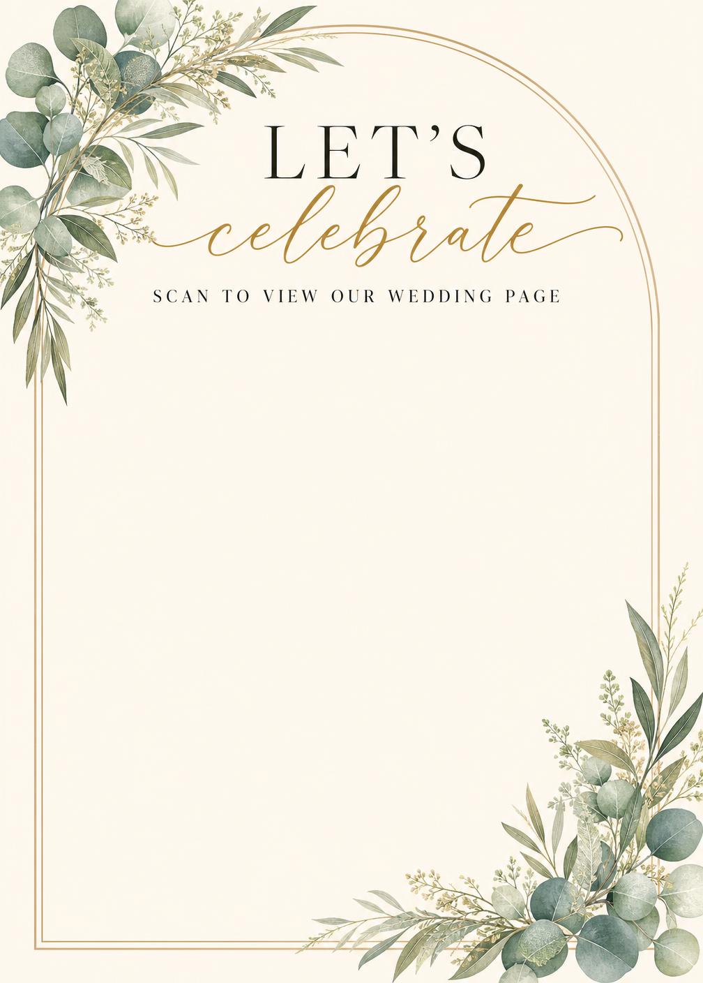Botanical Sage wedding QR sign template