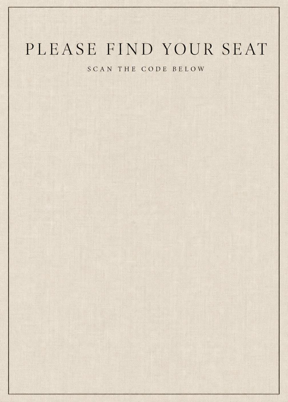 Minimal Linen wedding QR sign template